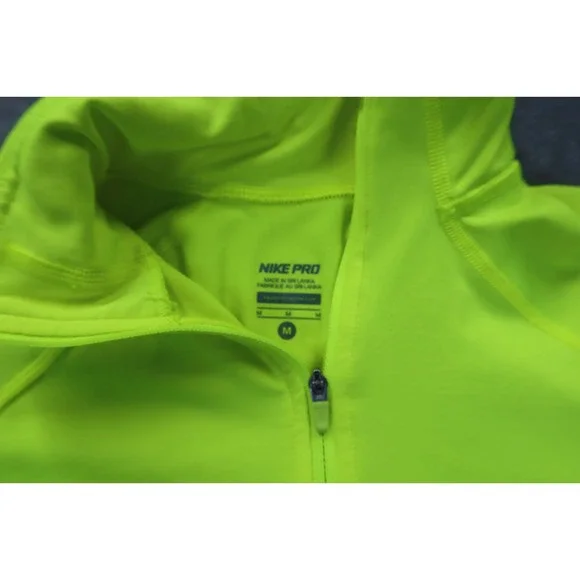 Nike Pro Dri Fit Neon Yellow 1/4 Zip Pullover Women's Size M Running Run - Picture 3 of 7